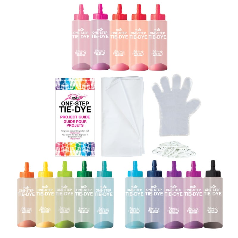 Tulip One-Step Tie-Dye Kit Party for 5, Large Party Activity, Arts & Crafts Gift, Vibrant Colors, Permanent Fabric Dye, Easy Clean-up, 8 Fun Techniques Included, 15 Prefilled Full Size Bottles - Image 2